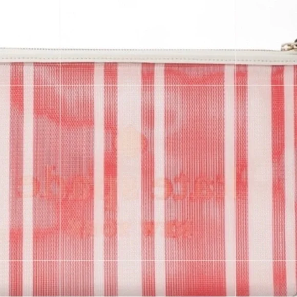 ♠️ Kate Spade Pink and White Striped Mesh Clutch - Picture 9 of 9